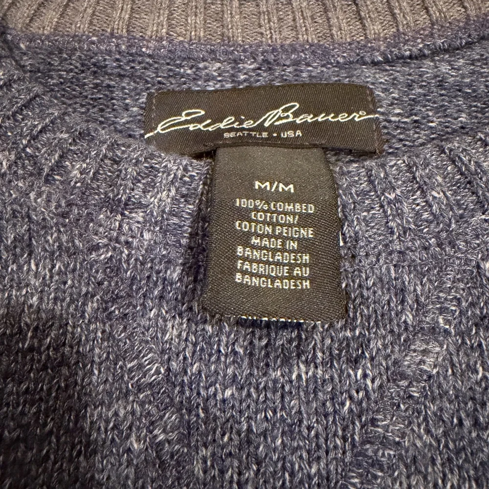Vintage Eddie Bauer Blue Men's Sweater, Adult Medium, 100% Combed Cotton - Picture 5 of 7